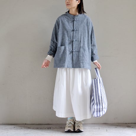 atelier naruse アトリエナルセ　コットンヘンプインディゴチャイナブラウス　cotton hemp indigo Chinese blouse