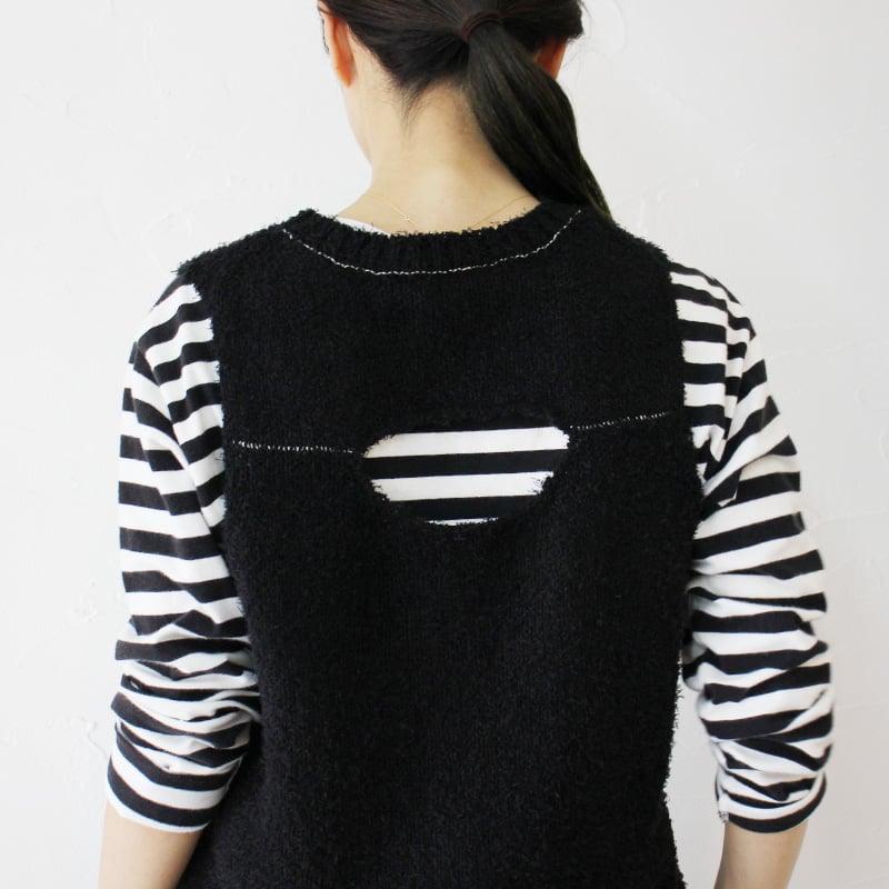 ホームスパン コットンリネンモールベスト ブラック