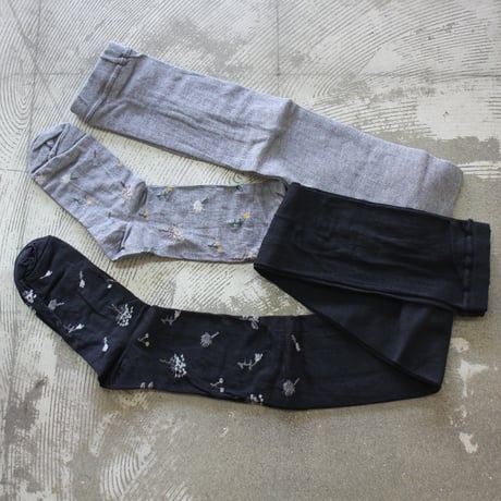 **2026年度分到着**　atelier naruse アトリエナルセ　formal cotton botanical tights ボタニカルタイツ　#グレー、ブラック