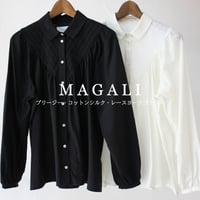 MAGALI マガリ　ブリージー・コットンシルク・レースヨークブラウス　#ブラック、ホワイト