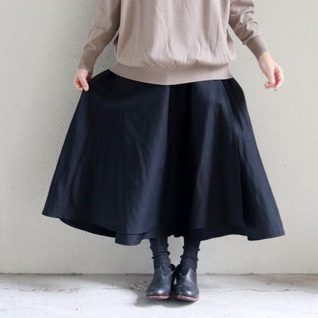 **再入荷** homspun ホームスパン　W/Lラップフレアスカート　#ダークブラウン、ブラック　【送料無料】