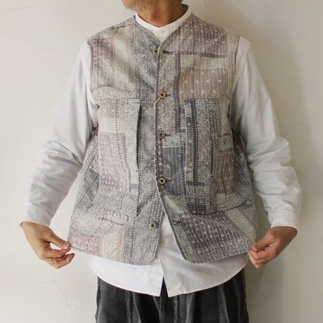 FUNSET OF ART ファンセットオブアート　ブリーチバンダナパッチワークカバーベスト　#sand