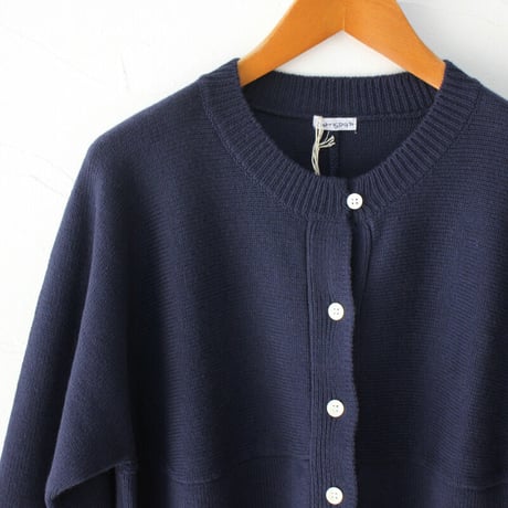 homspun ホームスパン　C/Wハンドカバー付き七分袖カーデ　#ネイビー