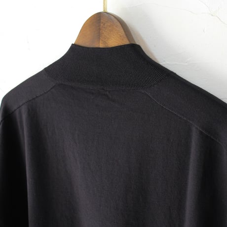 **またまたまた再入荷** LinenYa リネンヤ　as it is.　コットンモックネック長袖ニット　#ブラック、ネイビー　【送料無料】