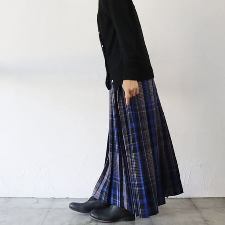 **最終在庫到着** Linenya リネンヤ　ウールチェックプリーツスカート　wool check pleated skirt　【送料無料】