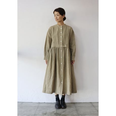 MAGALI マガリ　リネンタックギャザーワンピース　#アンバー、ブラック、インディゴブルー