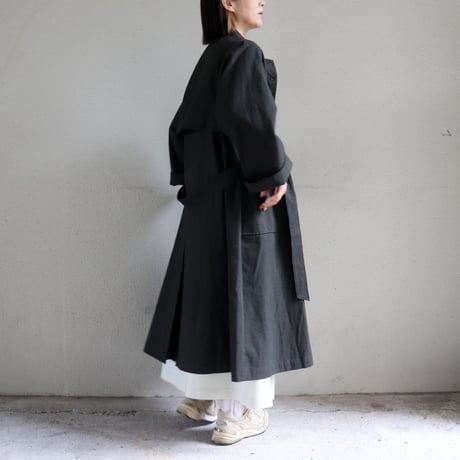 MAGALI マガリ　コットンリネンアンティークキャンバストレンチコート　#ブラック