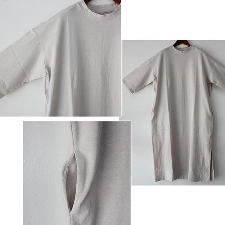 LinenYa リネンヤ　 Tシャツワンピース　#ブラック、ネイビー、カーキ、エクリュ　【送料無料】