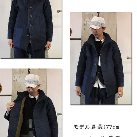 **S u K i M a 別注アイテム** FUNSET OF ART ファンセットオブアート　ブラックIDG刺し子MAOコート　#インディゴ　【送料無料】
