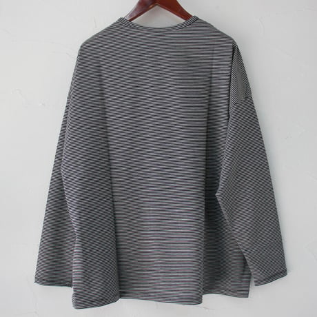TRAVAIL MANUEL トラバイユマニュアル　クリア天竺ボーダーロングスリーブTシャツ　#グレーｘブラック