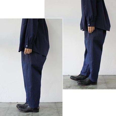 **再入荷** homspun ホームスパン　8オンス ウェポンデニムギャザーパンツ　#ブルー　【送料無料】