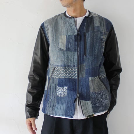 FUNSET OF ART ファンセットオブアート　インディゴRANRU刺し子xレザーシングルJK #indigo 【送料無料】