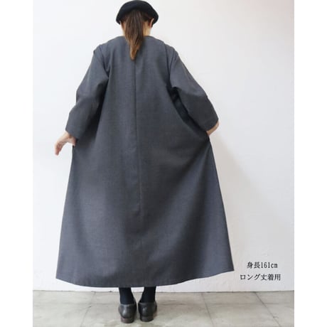 **再入荷** Linenya リネンヤ　ウール起毛サイドギャザーワンピース　#グレー　【送料無料】