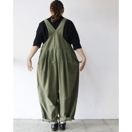 Brocante ブロカント　綿麻バックサテンバロンサロペット Ballon salopette #ベージュ、オリーブ、ブラック