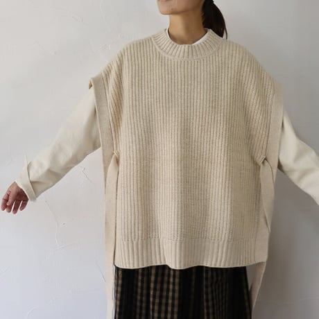 maomade マオメイド　やわらかウールミドルゲージベスト　#エクリュ、グリーン、ブラック