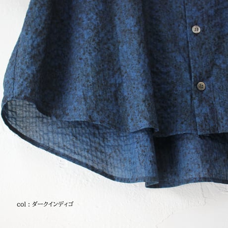 **またまた再入荷** Linenya リネンヤ　HOKKOH LIBERTY バンドカラー半袖シャツ　#インディゴ、ダークインディゴ　【送料無料】