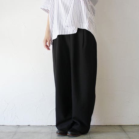 TRAVAIL MANUEL トラバイユマニュアル　ヴィンテージツイルコクーンパンツ　#ブラック　【送料無料】