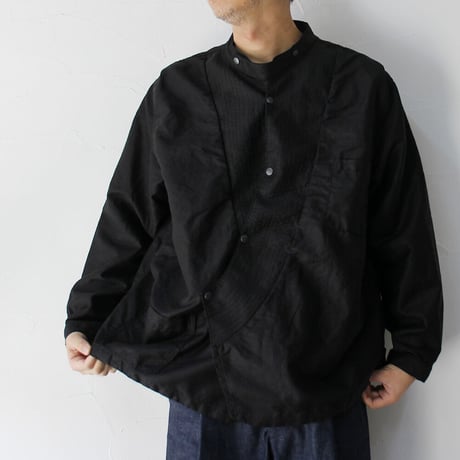 FUNSET OF ART ファンセットオブアート　コットンリネンモールスキンWAGESAシャツ　#ブラック
