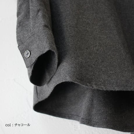 **再入荷** Linenya リネンヤ　コットンｘヤクウール丸襟ブラウス　#チャコール、グレー、ベージュ