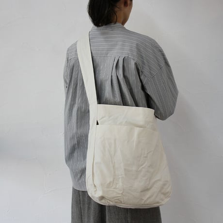 homspun ホームスパン　コットンショルダーBAG（大）　#生成り、パープルネイビー