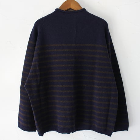 maomade マオメイド　エアーヤーンパネルしましま２WAYプルオーバー　#ネイビー、グレー
