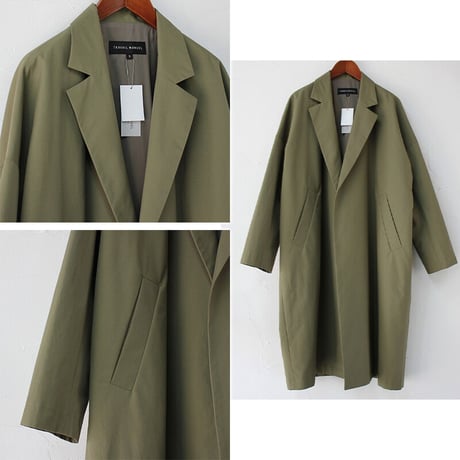 **2021s/s新作アイテム**　TRAVAIL MANUEL トラバイユマニュアル　コットンナイロンツイルオーバーコート　#ブラック、カーキ【送料無料】