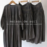 maison de soil メゾンドソイル　80sコットンコントラスト花柄クルーネックワンピース　#チャコール