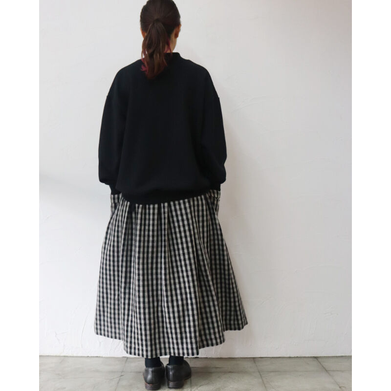 MAGALI マガリ ギンガムウール・タックスカート #グレーxブラック