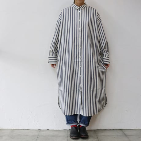 amne アンヌ　STRIPE dolman dress #BLUE