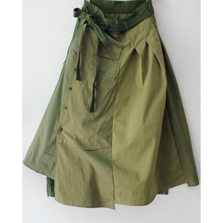 ARTE POVERA アルテポーヴェラ RE-ARMEEシャツMIXアシンメトリースカート　#オリーブMIX　【送料無料】