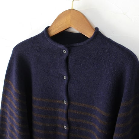 maomade マオメイド　エアーヤーンパネルしましま２WAYプルオーバー　#ネイビー、グレー