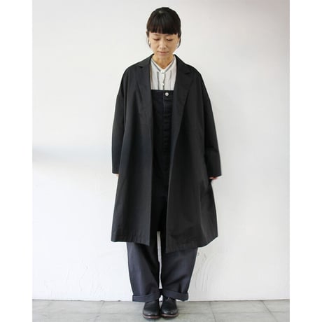 **2021s/s新作アイテム**　TRAVAIL MANUEL トラバイユマニュアル　コットンナイロンツイルオーバーコート　#ブラック、カーキ【送料無料】