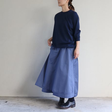 homspun ホームスパン　水玉プリントラップフレアスカート #ブラック、ブルー