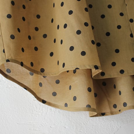 **またまたまた再入荷** Linenya リネンヤ　ロイヤルローンポルカドットバンドカラー半袖シャツ　#シナモン、サンド　【送料無料】