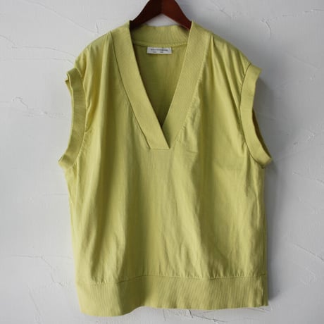ARTE POVERA アルテポーヴェラ　製品染め16/-ムライト天竺Vネックベスト　#黒、レモン、ラベンダー