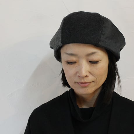 S u K i M a -スキマ-別注 FUNSET OF ART ファンセットオブアート ブラックパッチワークボートベレー　#ブラック　【送料無料】
