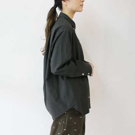 SUSURI ススリ　ボタニストシャツ　#ecru , greenish black 【送料無料】