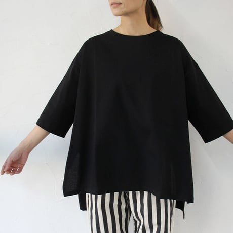 TRAVAIL MANUEL　トラバイユマニュアル　ハイゲージ天竺ハーフスリーブルークTシャツ