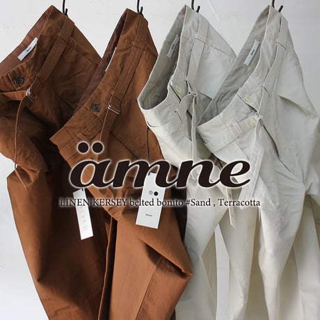 amne アンヌ　LINEN KERSEY belted bonito #Sand , Terracotta 【送料無料】