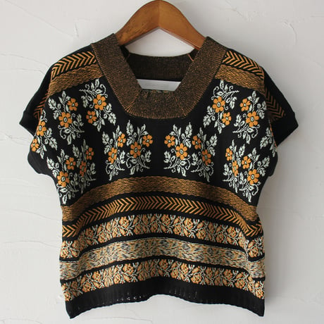 ASEEDONCLOUD アシードンクラウド　Flower Jacquard Knit Blouse #オフ白、ブラック　【送料無料】