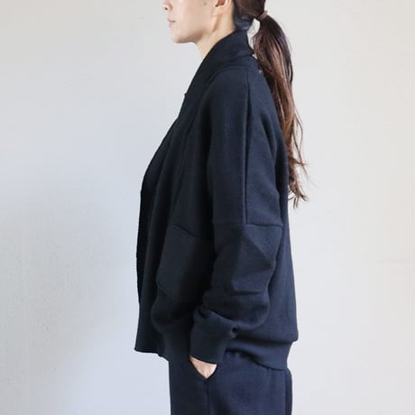 MAGALI マガリ　コットンウールニット・ショールカーディガン　#ブラック、杢グレー、杢ベージュ