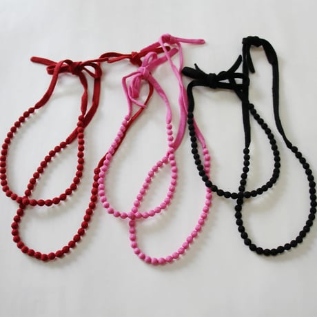 homspun ホームスパン　梳毛ネックレス　#ピンク、レッド、ブラック
