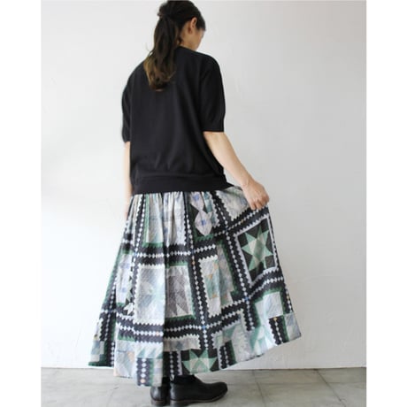 ASEEDONCLOUD アシードンクラウド　Mosaic quilt print Tree carol skirt #black 【送料無料】