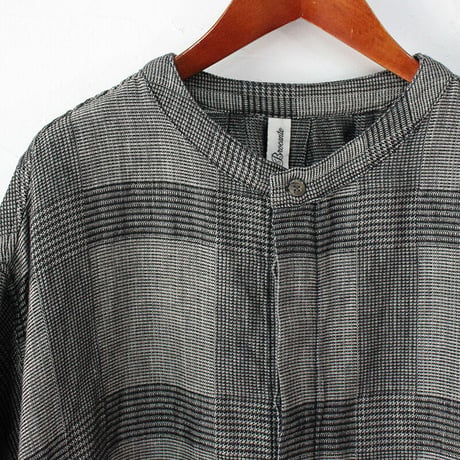 Brocante ブロカント　綿麻グレンチェックシャンブルワンピース　#ブラックチェック【送料無料】