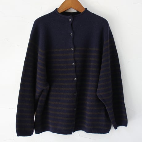 maomade マオメイド　エアーヤーンパネルしましま２WAYプルオーバー　#ネイビー、グレー