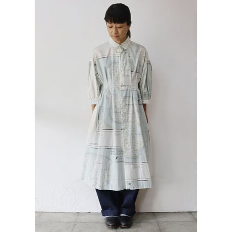 ASEEDONCLOUD アシードンクラウド　Hiraeth map print Classic one-piece #Pale blue 【送料無料】