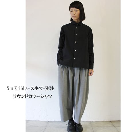 **S u K i M a -スキマ-別注**LASSO ラッソ　スキマのラウンドカラーブラウス　♯ブラック　【送料無料】