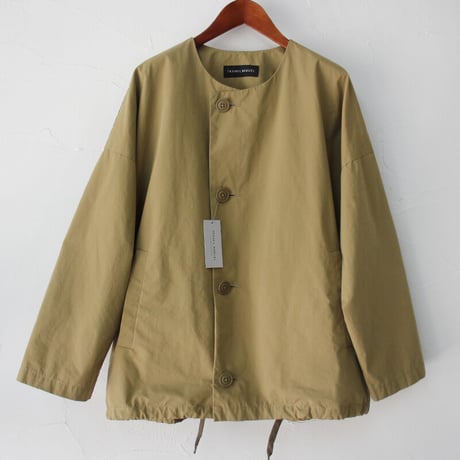 **再入荷** TRAVAIL MANUEL トラバイユマニュアル　T/Cバイオウェザーノーカラーブルゾン　#ブラック、カーキ