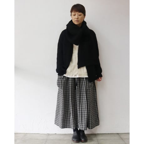 MAGALI マガリ ギンガムウール・タックスカート　#グレーｘブラック、ベージュｘブラック