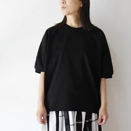 TRAVAIL MANUEL トラバイユマニュアル　ミディ天竺カービープルオーバー　#ホワイト、ブラック、ブルー　【送料無料】